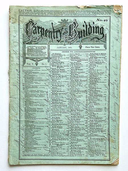 Carpentry and Building, No. 49 (Vol. V, No. 1. January, 1883)