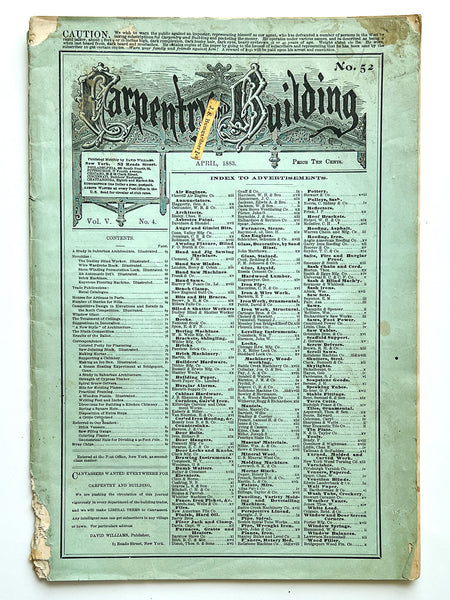 Carpentry and Building, No. 52 (Vol. V, No. 4. April, 1883)