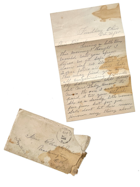 "She is a dandy little woman for fun, but for god sake dont let her man know...” Letter from 22-yo Harry Keelor to his new friend, bemusedly warning of her "pard" (Ohio, 1888).