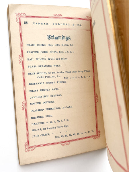 Catalogue of Goods from Farrar, Follett & Co. Importers of Tin Plate, Sheet Iron and Metals...