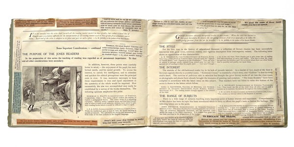 The Jones Readers (prospectus with pasted clippings against animal cruelty)