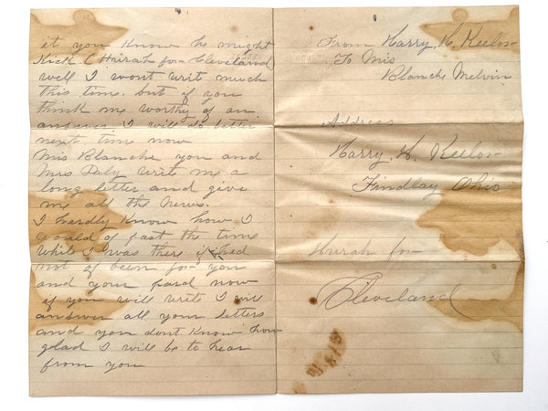 "She is a dandy little woman for fun, but for god sake dont let her man know...” Letter from 22-yo Harry Keelor to his new friend, bemusedly warning of her "pard" (Ohio, 1888).