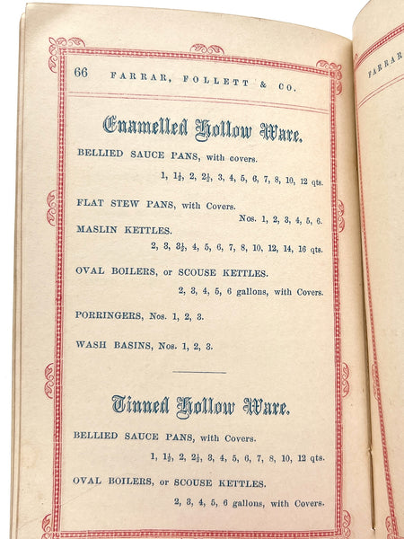 Catalogue of Goods from Farrar, Follett & Co. Importers of Tin Plate, Sheet Iron and Metals...