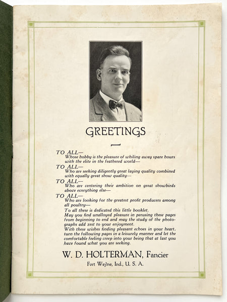 W. D. Holterman, Fancier [Aristocrat Chickens catalog]