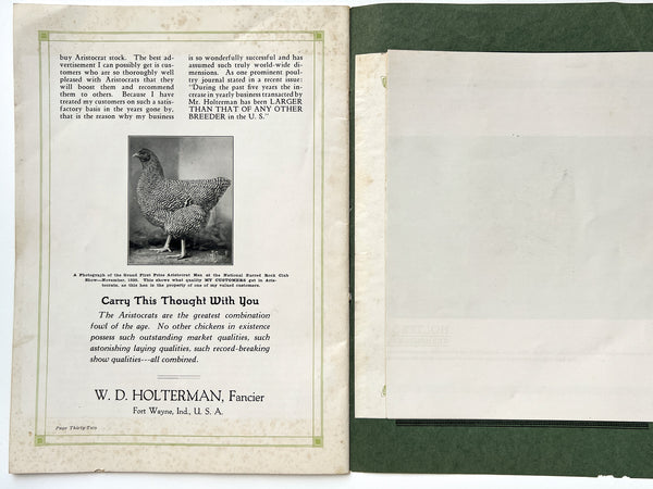 W. D. Holterman, Fancier [Aristocrat Chickens catalog]