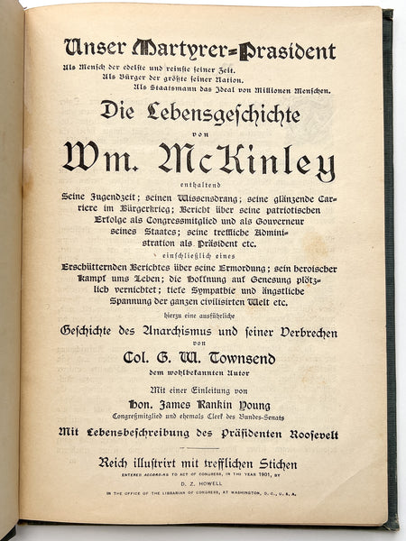 Die Lebensgeschichte von Wm. McKinley, Unser Martyrer=President (cover title)