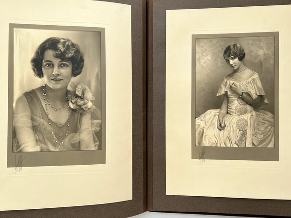 Massive 1920s Photography studio album with 46 portraits of women (in well-draped fabrics)