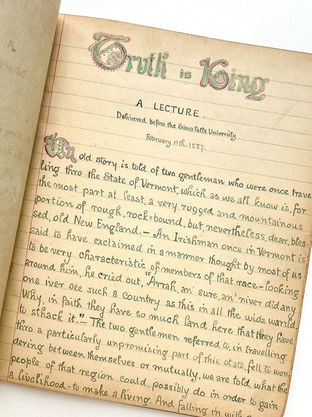 “A Book of Questions, a.d. 1880.” Two lectures delivered by Rev. William J. Skillman at Sioux Falls, 1887-1889.