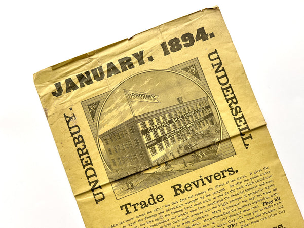 January, 1894. Trade Revivers. Underbuy. Undersell. (Osborne's Shoe Manufactory circular)