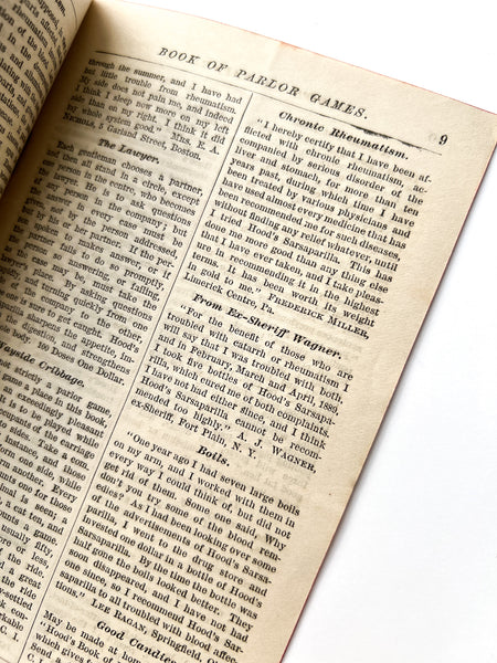 Hood's Sarsaparilla Book of Parlor Games