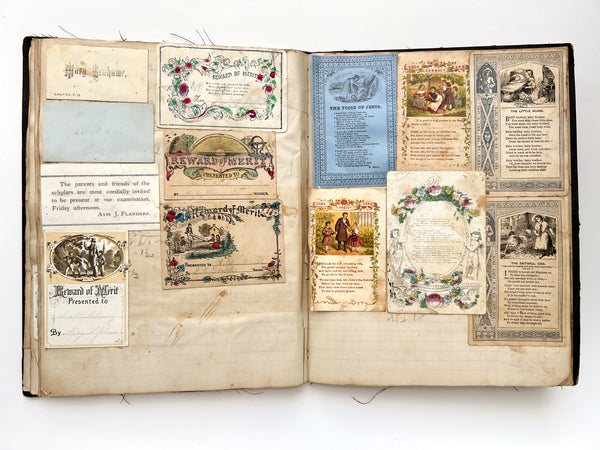 An excellent collection of trade & calling cards from Mass., Vermont, & New Hampshire, ca. 1880s-1890; plus rewards of merit ca. 1870s+