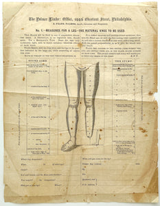 The Palmer Limbs 1870 order form ("No. 1 - Measures for a Leg...")