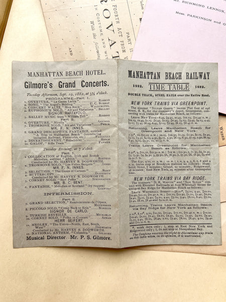 Gilded Age scrapbook of Brooklyn & NYC theater bills and ephemera, ca. 1873-1881, including rare Edwin Booth and Wallack’s Theatre publications (plus Gilbert & Sullivan, Sarah Bernhardt, and Brooklyn Theatre before it burned)