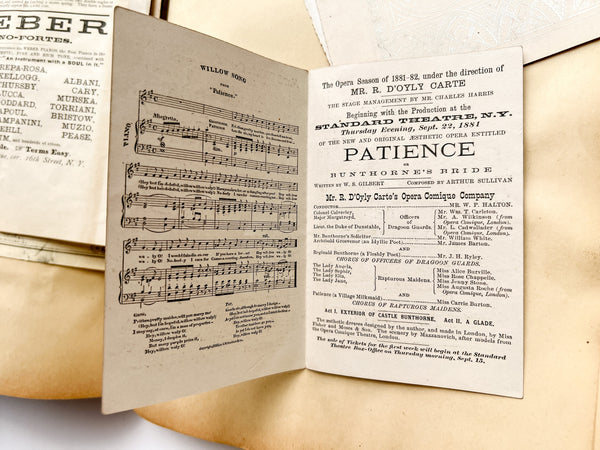 Gilded Age scrapbook of Brooklyn & NYC theater bills and ephemera, ca. 1873-1881, including rare Edwin Booth and Wallack’s Theatre publications (plus Gilbert & Sullivan, Sarah Bernhardt, and Brooklyn Theatre before it burned)
