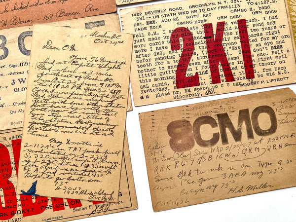 Collection of 21 ham radio QSL cards mailed to Baltimore operator William Ridenour (W3HI) from 1924-1936.
