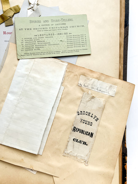 Gilded Age scrapbook of Brooklyn & NYC theater bills and ephemera, ca. 1873-1881, including rare Edwin Booth and Wallack’s Theatre publications (plus Gilbert & Sullivan, Sarah Bernhardt, and Brooklyn Theatre before it burned)