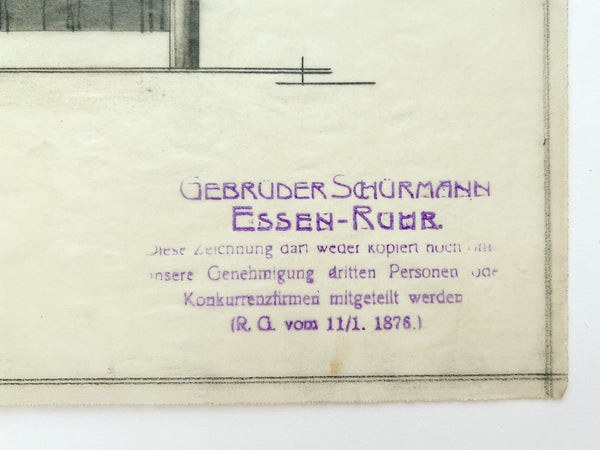 Original graphite drawing and print of furniture design for Gebrüder-Schurmann