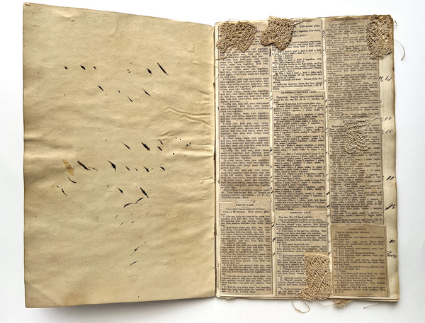 Crochet scrapbook housed in "Alphabet & Leger for Book Keeping"