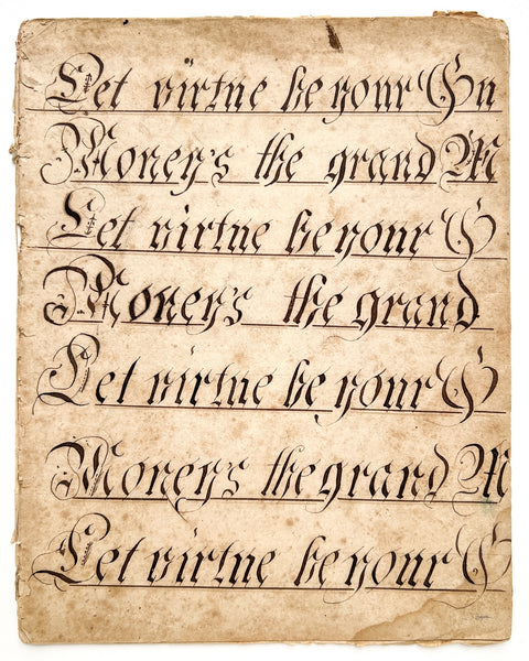 "Let virtue be..." calligraphic manuscript copybook