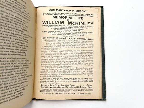 Die Lebensgeschichte von Wm. McKinley, Unser Martyrer=President (cover title)
