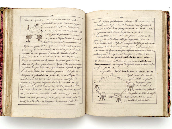Cours d'arpentage - 1861 Illustrated manuscript course notebook