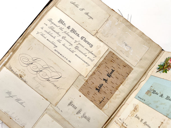An excellent collection of trade & calling cards from Mass., Vermont, & New Hampshire, ca. 1880s-1890; plus rewards of merit ca. 1870s+