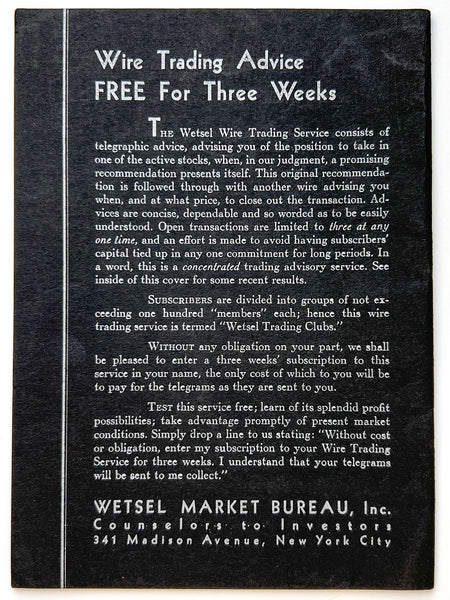 If, As and When: Passing Thoughts on Human Nature in Finance (Number Five, June, 1930)