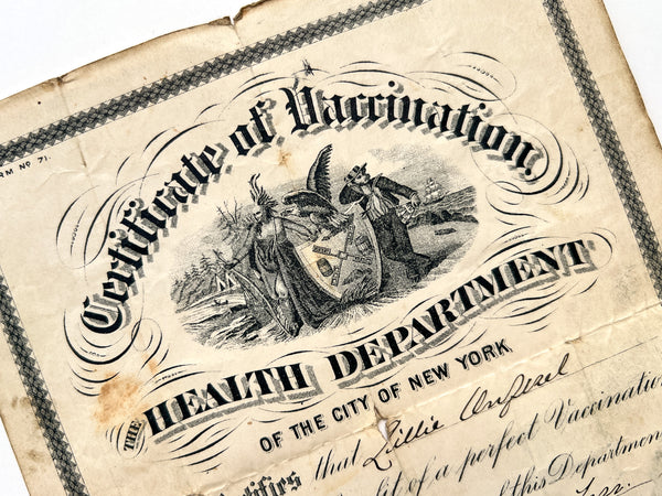 Certificate of Vaccination (New York, 1892)