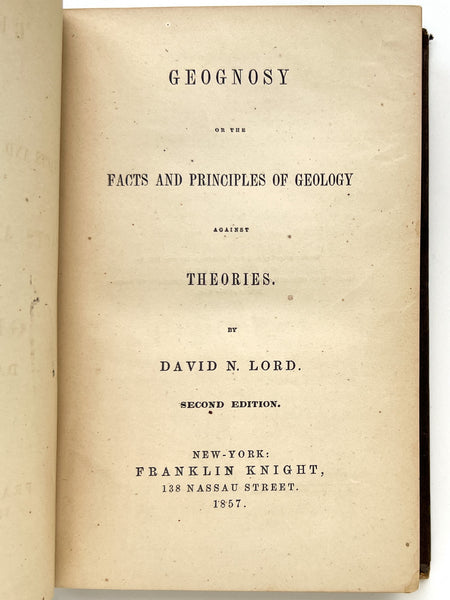 Geognosy or the Facts and Principles of Geology Against Theories.