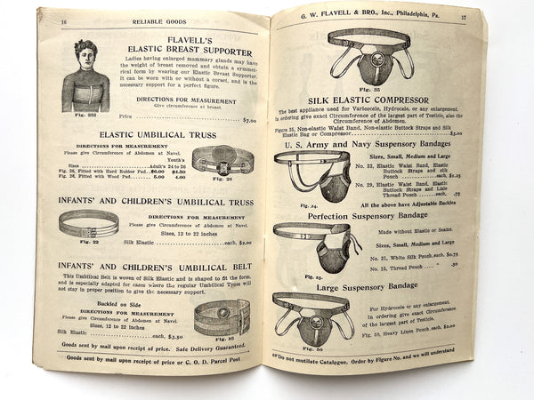 Illustrated Catalogue of Reliable Goods: Abdominal supporters, elastic stockings, knee caps, suspensory bandages, anklets, orthopaedic apparatus, trusses, etc.