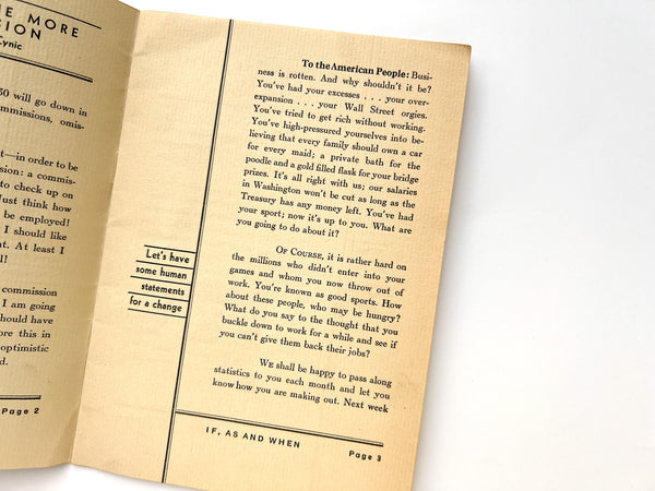 If, As and When: Passing Thoughts on Human Nature in Finance (Number Five, June, 1930)