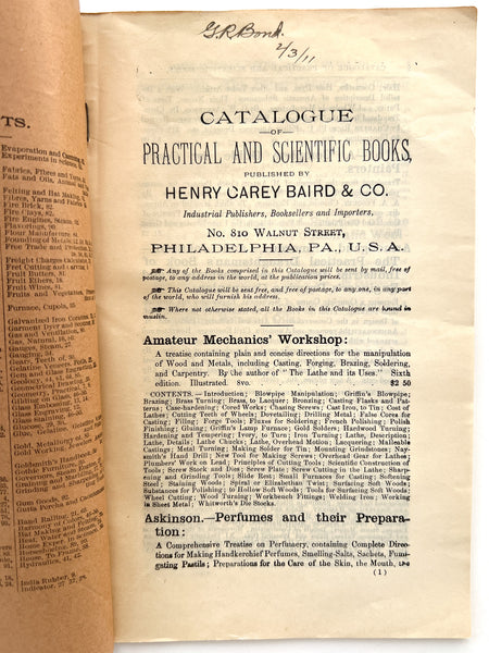 June 1, 1910. Catalogue of Practical and Scientific Books...  (cover title)