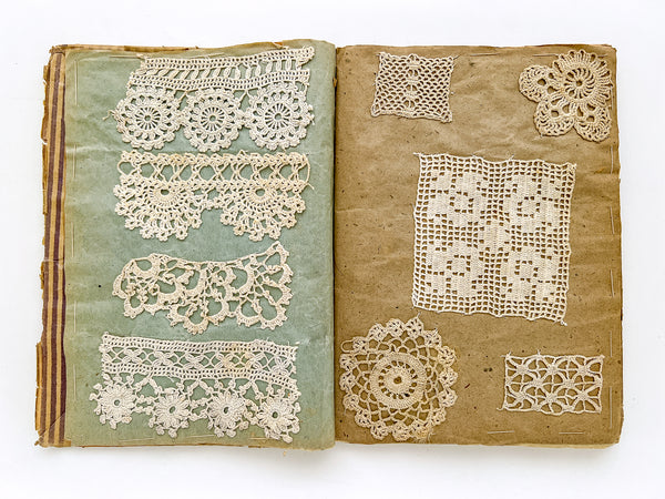 Home-fashioned notebook of crocheted lace & tatting specimens, France ca. 1900-1920