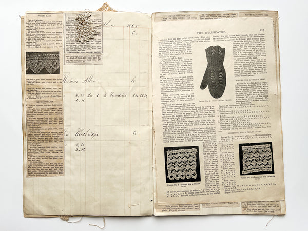 Crochet scrapbook housed in "Alphabet & Leger for Book Keeping"