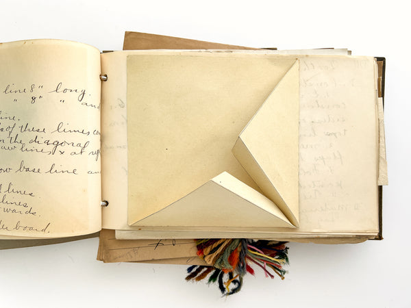 San Diego Normal School student's binder of manuscript notes, construction examples & Milton Bradley samples, ca. 1913-1917 (incl. 1913 Kindergarten Supplies catalog)