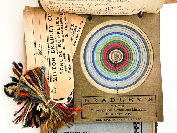 San Diego Normal School student's binder of manuscript notes, construction examples & Milton Bradley samples, ca. 1913-1917 (incl. 1913 Kindergarten Supplies catalog)