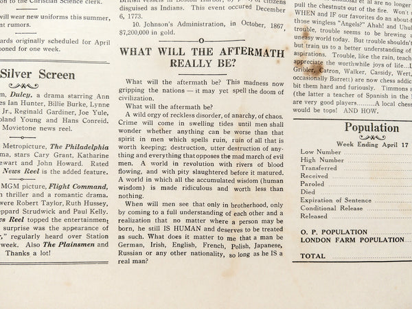 Ohio Penitentiary News Vol. XLVIII, No. 4 (Columbus, Ohio, Saturday, April 19, 1941)