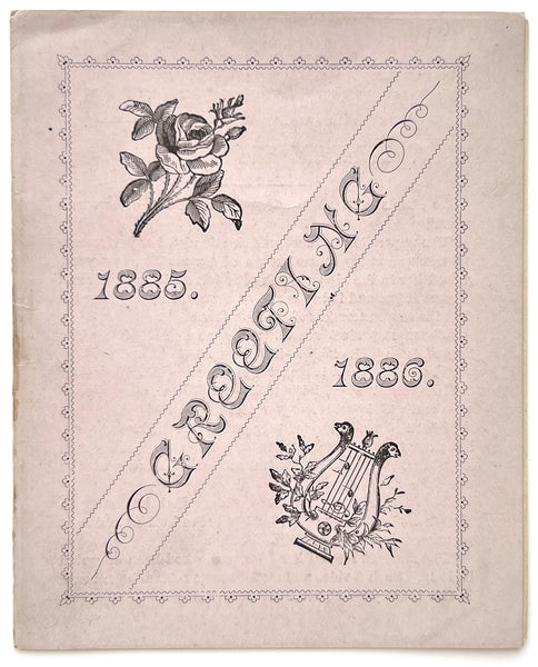 Greeting. 1885. 1886. (cover title) Booklet promoting "The charming young American Prima Donna, Abbie Carrington"
