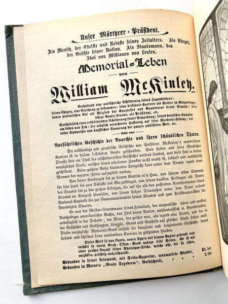 Die Lebensgeschichte von Wm. McKinley, Unser Martyrer=President (cover title)