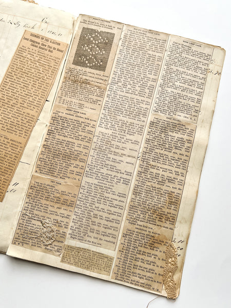Crochet scrapbook housed in "Alphabet & Leger for Book Keeping"