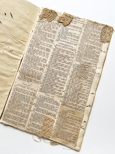 Crochet scrapbook housed in "Alphabet & Leger for Book Keeping"