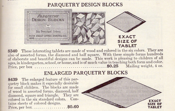 Parquetry Design Blocks Enlarged (Milton Bradley Co. #8439)
