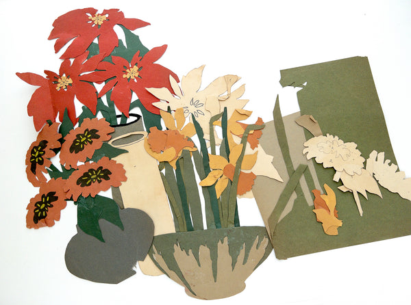 3 bouquets of paper-cut flowers by Dorothy Hess, 1933
