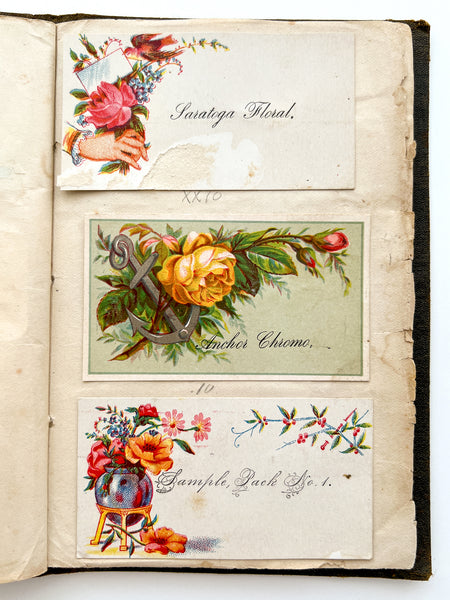 Agent's Sample Book of calling cards (visiting, compliments cards) from Stevens Bro's. Northford, Conn.