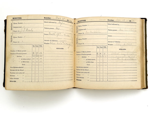 Printer/Sunday School leader's record & calling card specimen book