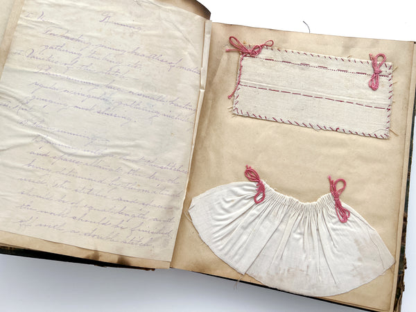 American Sewing album by Etta Davis with cloth examples and printed instructions, ca. late 1920s