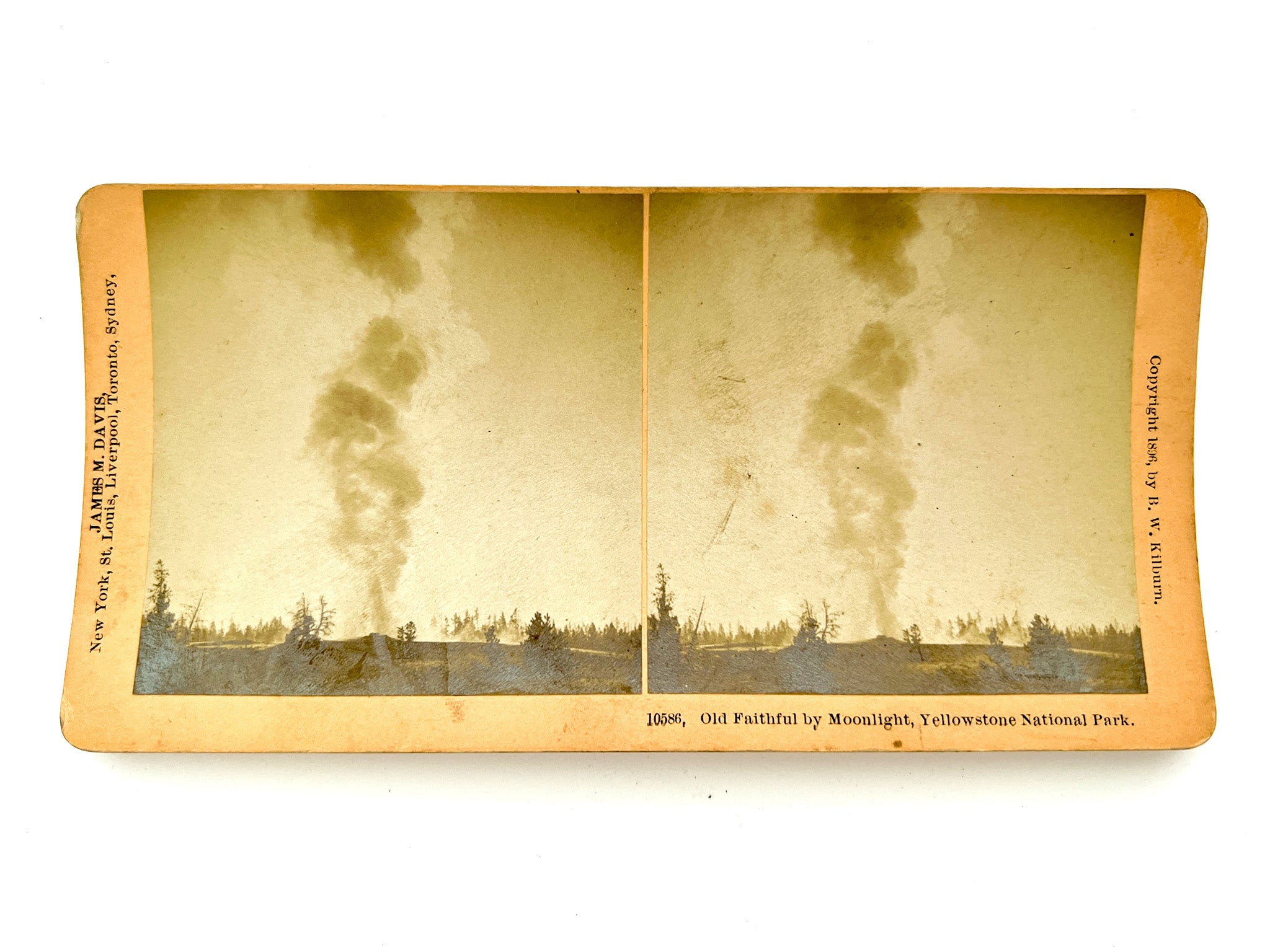 10586 Old Faithful by Moonlight, Yellowstone National Park [Kilburn stereograph]