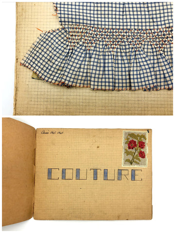 Couture - French student sewing project book with 12 cloth examples