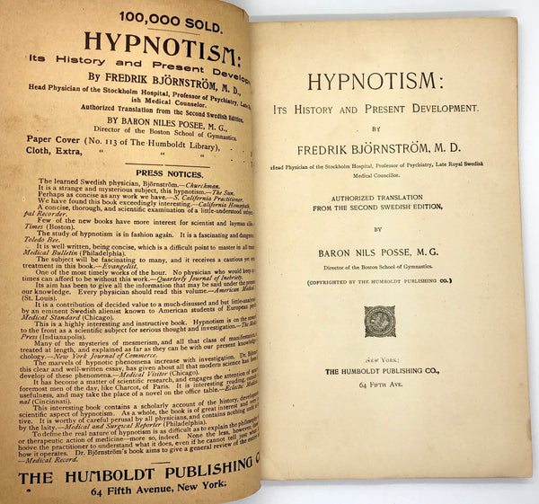 Hypnotism: Its History and Present Development (Humboldt Library of Science)