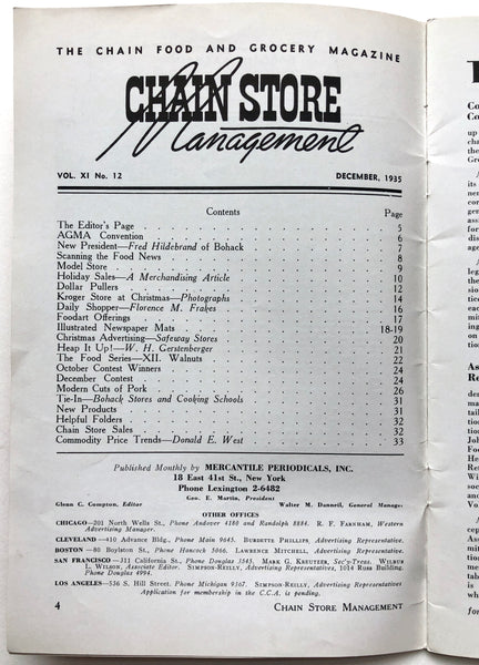 Chain Store Management; Vol. XI [11], No. 12: December, 1935 (Christmas edition)